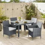Amos Modern Outdoor Dining Set with Rattan Chairs & Cover Included