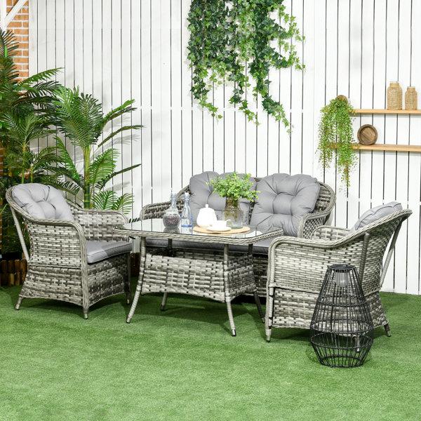 Brisseyda Rattan Wicker Seating Group with Cushions