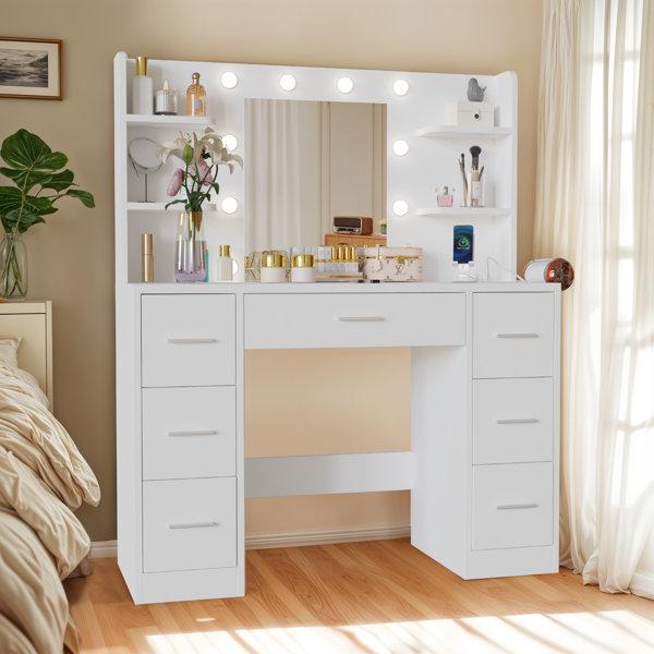 cm Dressing Table with Power Outlet and Dryer Hook