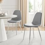 Corova Faux Leather Modern Dining Chairs with Metal Tapered Legs (Set of 2)