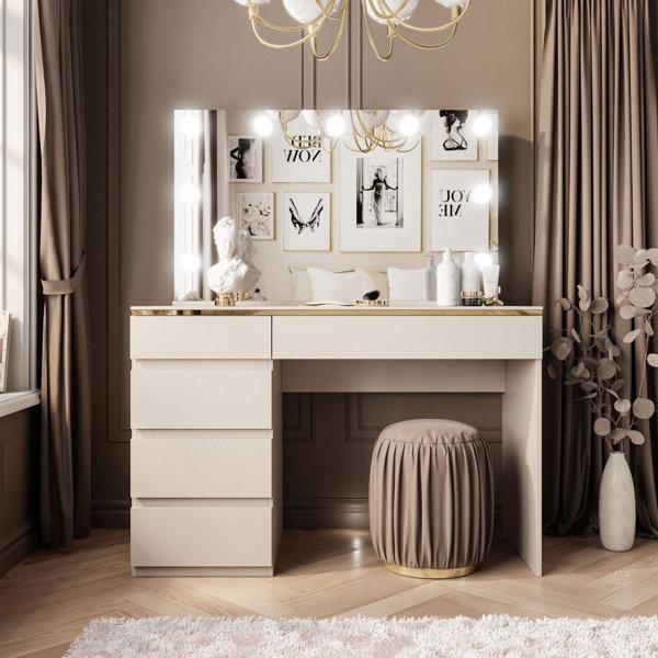 Cashmere Dressing Table with Mirror and Lighting