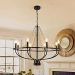 Kenwyn Light Dimmable Wagon Wheel Chandelier with Beaded Accents