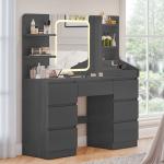 LED Dressing Table with Drawers and Storage Shelves