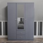 Maybery Door Drawer Mirrored Wardrobe with Shelf and Hanging Rail