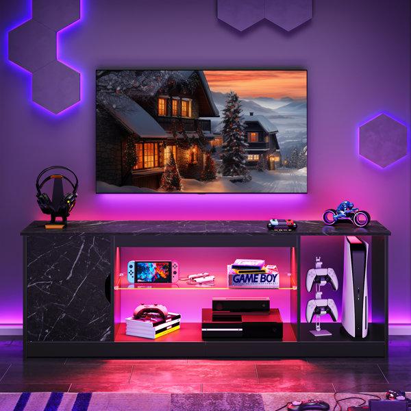 Gaming Entertainment Center for PS5 with Glass Shelves