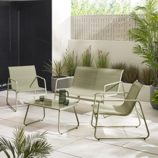 Samekia Galvanised Steel Lounge Sofa Set with Table