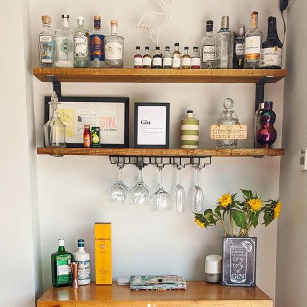 Wall Gemmenne Solid Rustic Wood Shelf with Brackets